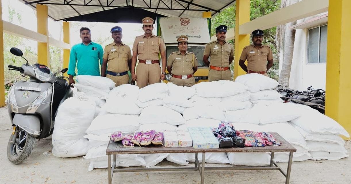 சோழபுரம் பகுதியில் போதை பொருள் குட்கா விற்பனை  தொடர்பாக செய்யப்பட்ட சோதனையில் 585 கிலோ குட்கா பறிமுதல்