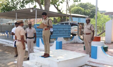 மாவட்ட ஆயுதப்படை மைதானத்தில் நாகப்பட்டினம் மாவட்ட காவல் கண்காணிப்பாளர் A. K.அருண் கபிலன் இ.கா.ப  நேரில் ஆய்வு