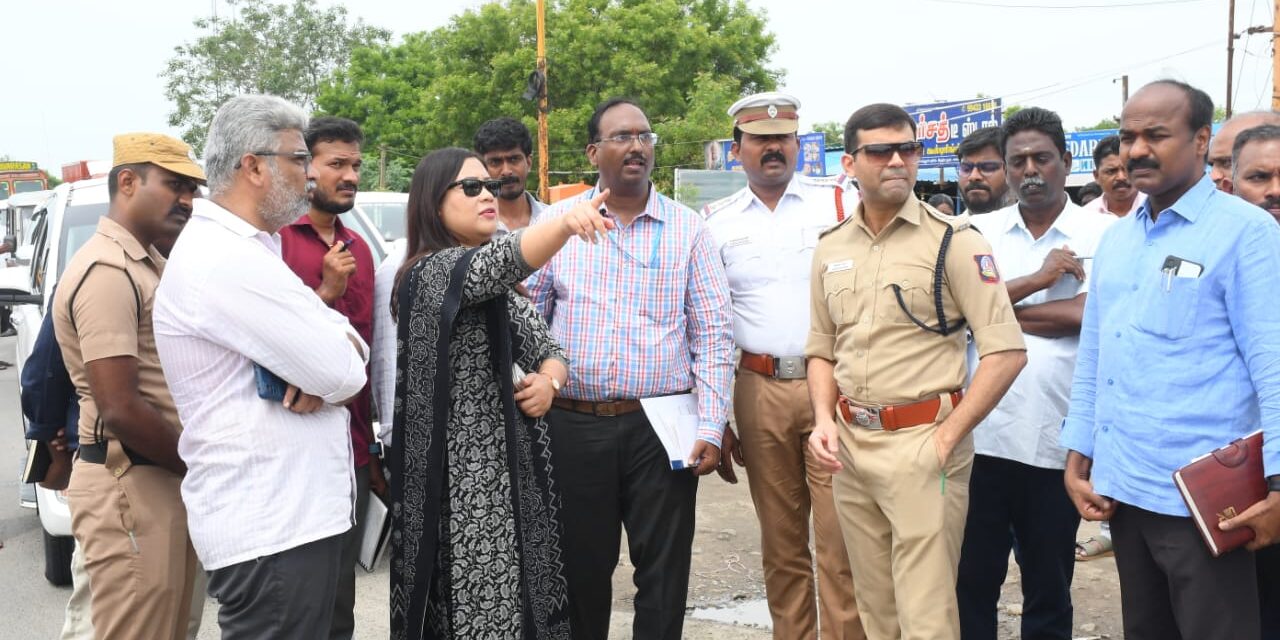 நெடுஞ்சாலையில் விபத்துகள் நடக்கா வண்ணம் காக்கும் பொருட்டு ஆய்வு செய்தமாவட்ட காவல் கண்காணிப்பாளர் ஆதர்ஷ் பசேரா இ.கா.ப