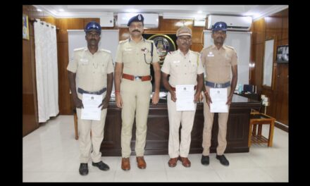 Certificate of Appreciation Awarded to Police Officers for Effective Anti-Narcotics Operation in Villupuram District