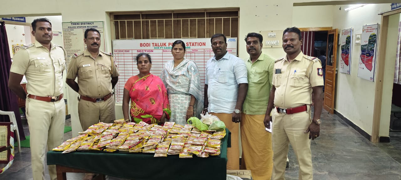 Ganesh Gutkha, Liquor Seized in Bodi Taluk – 3 Arrested in Police Raid at Theni