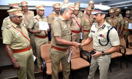 Farewell Ceremony Held for 24 Police Personnel at Greater Chennai Police Headquarters – Commissioner A. Arun Presents Certificates of Appreciation