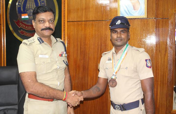 Villupuram Police Constable Wins Bronze Medal in National Police Sports Meet