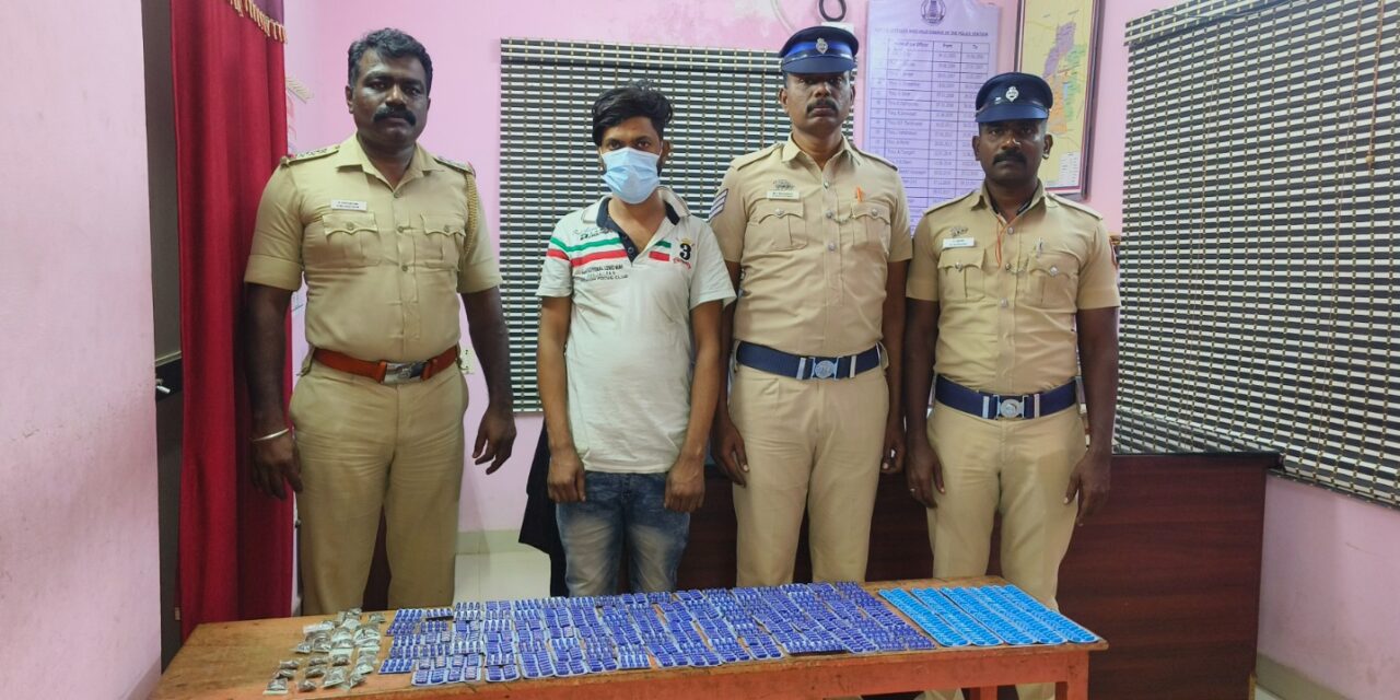 Villupuram Taluk Police Station 1,152 Drug Tablets Seized in Surprise Check – Youth from Northern State Arrested